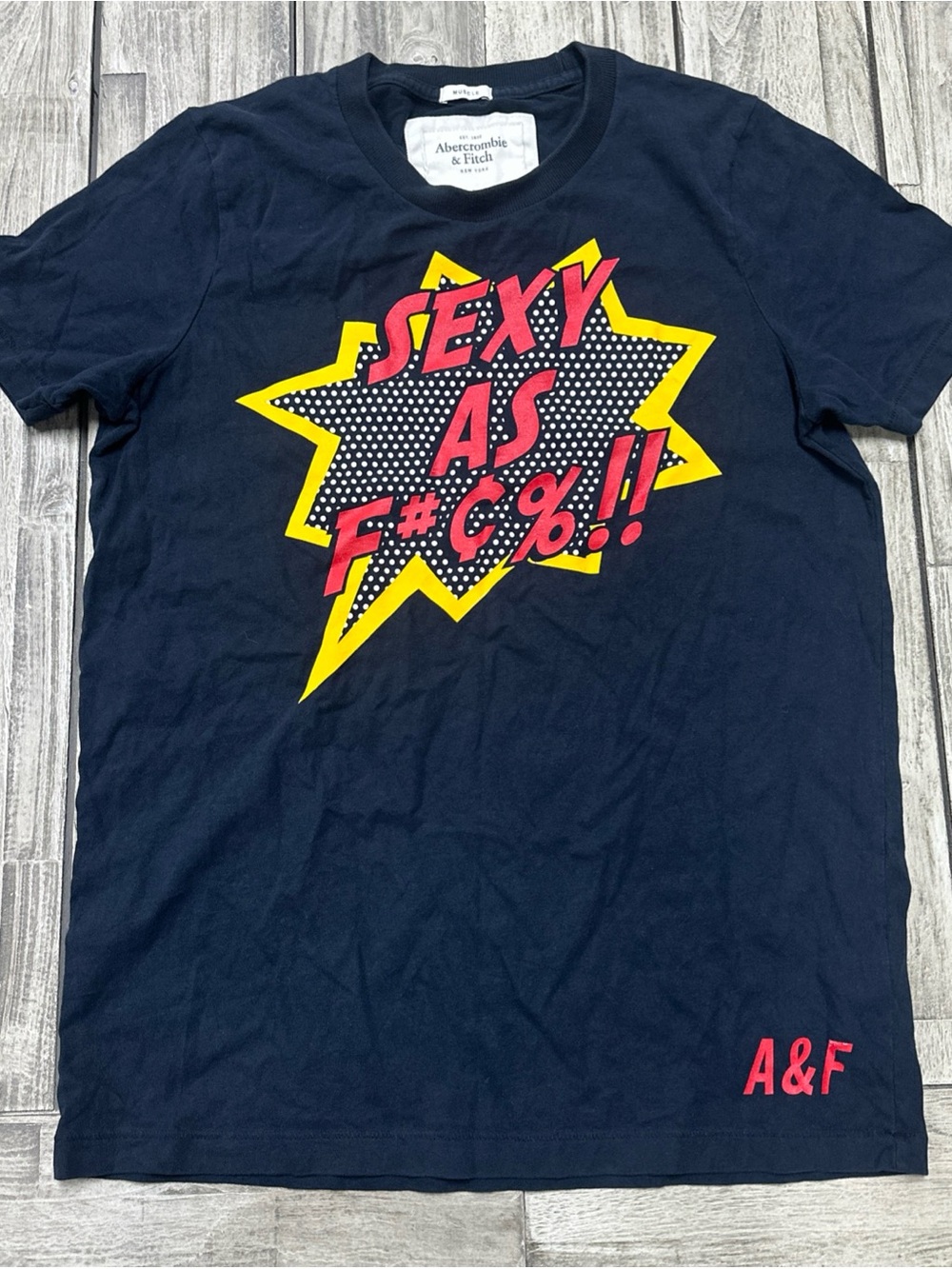 VTG Y2K Abercrombie & Fitch “sexy As F#€%!! Humor Graphic Tee Muscle Sz M Skater